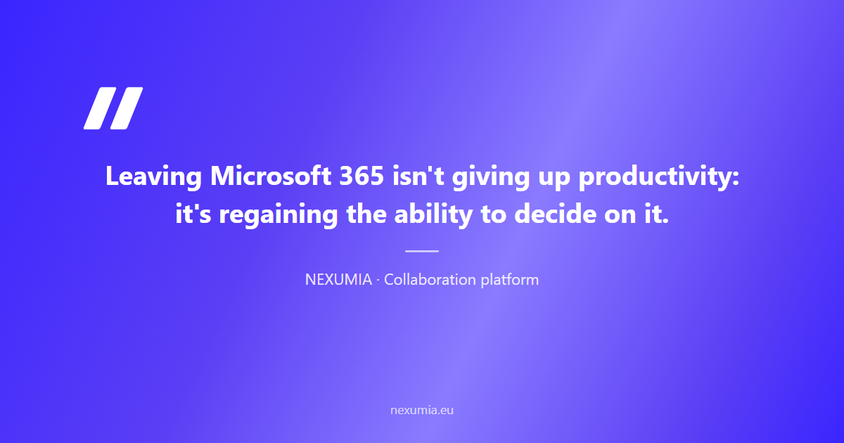 Editorial pull quote on leaving Microsoft 365: the open-source alternative gives the company back the ability to decide on its own productivity