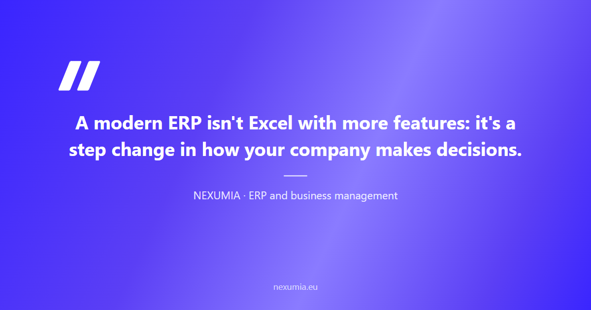 Pull quote on modern ERP: a step change in how companies make decisions compared to traditional spreadsheets